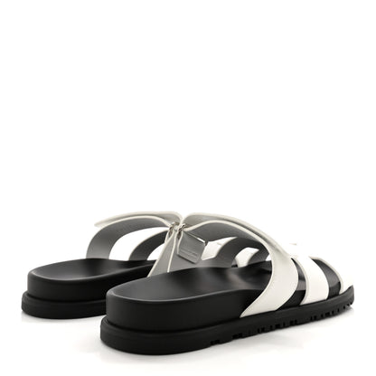 Hermes Calfskin Womens Chypre Sandals 38 White 4 of 10