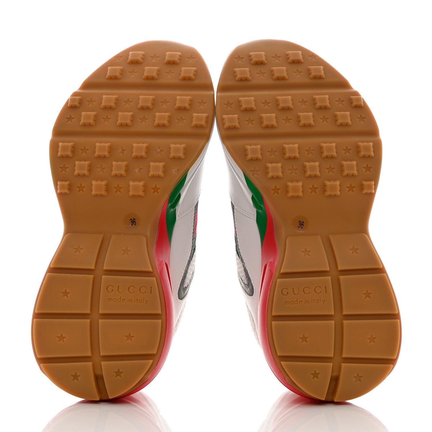 Gucci Lavaredo Eco Fabric Mesh Web Womens Rhyton Reflective Sneakers 36 Great White Green Red Silver 5 of 12