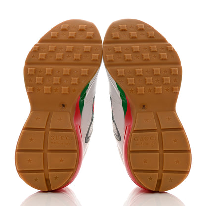 Gucci Lavaredo Eco Fabric Mesh Web Womens Rhyton Reflective Sneakers 36 Great White Green Red Silver 5 of 12