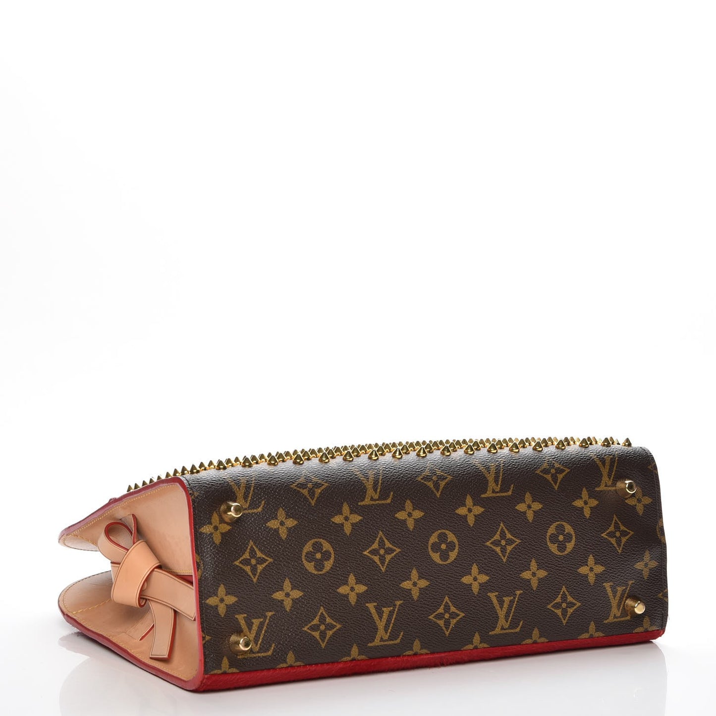 Monogram Calf Hair Spikes Iconoclasts Christian Louboutin Tote Red