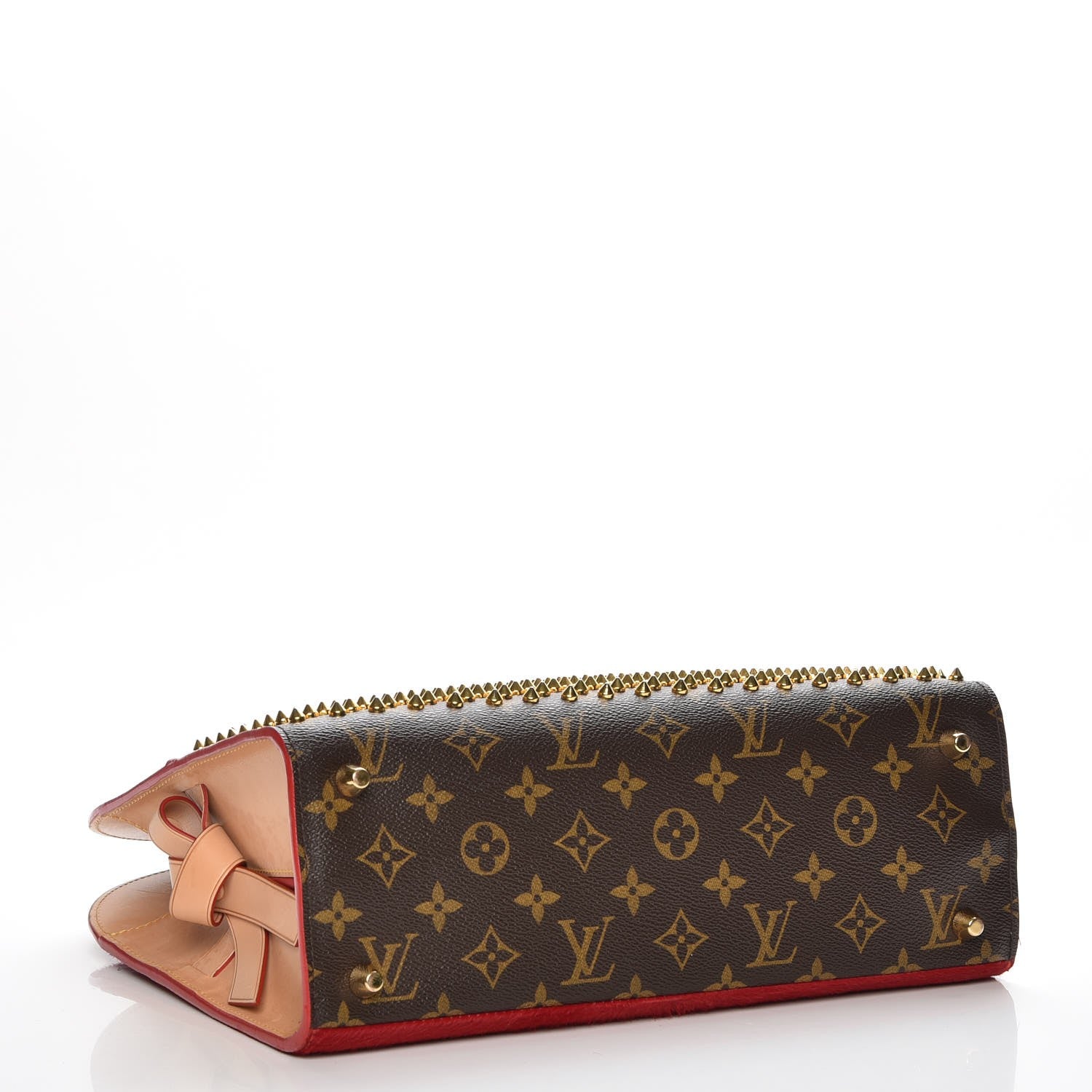 Louis Vuitton Monogram Calf Hair Spikes Iconoclasts Christian Louboutin Tote Red 4 of 6