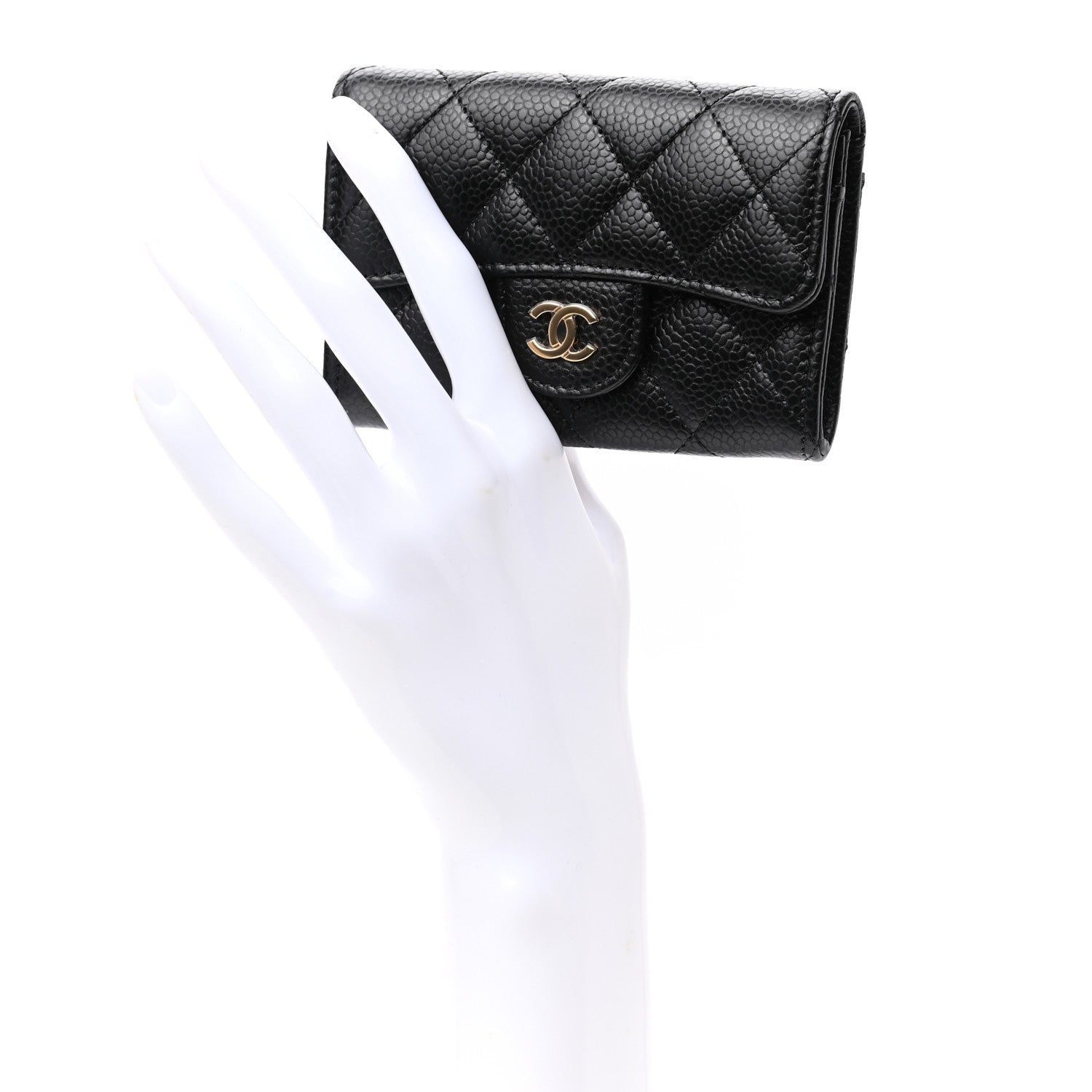 Chanel Caviar Quilted Flap Card Holder Wallet Black 1 of 7