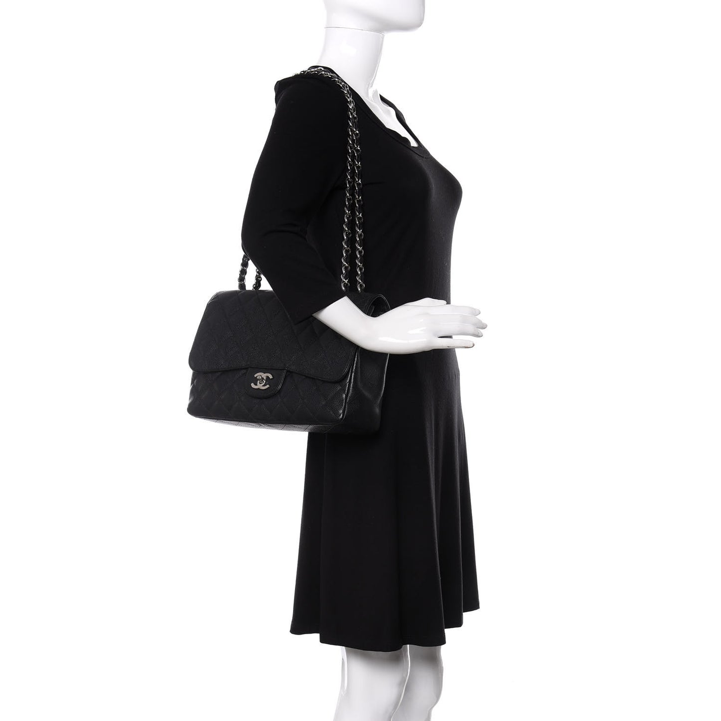 Caviar Quilted Jumbo Single Flap Black