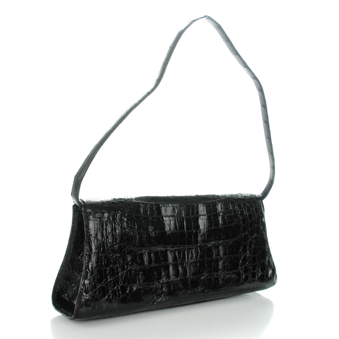 Crocodile Envelope Clutch Black