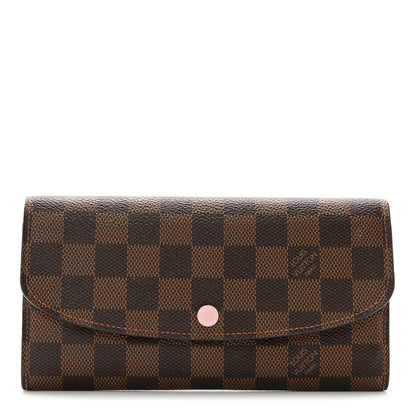 Louis Vuitton Damier Ebene Emilie Wallet Rose Ballerine 1 of 12