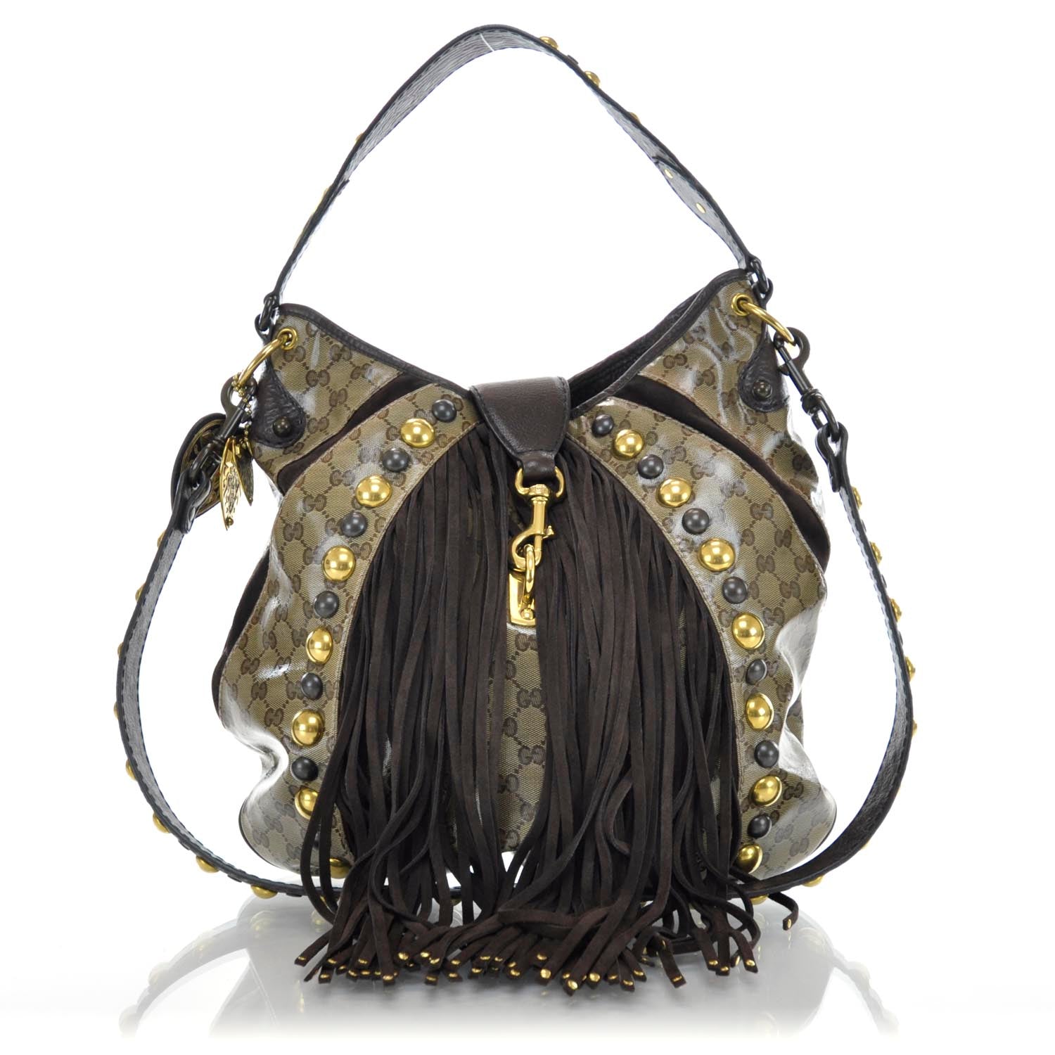 Gucci Crystal Monogram Fringe Babouska Hobo 1 of 9