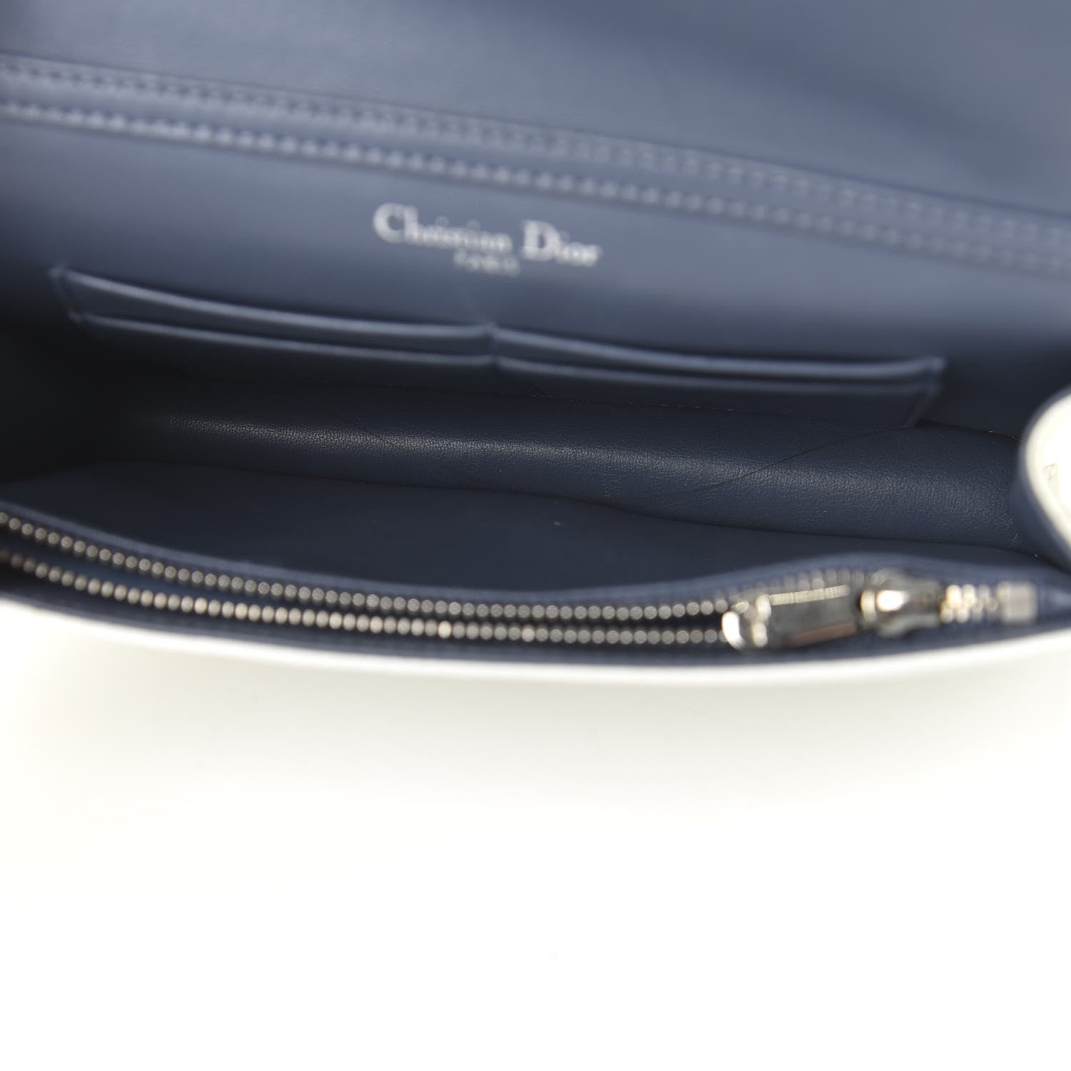 Christian Dior Grained Calfskin Diorama Wallet on Chain Pouch White 5 of 10