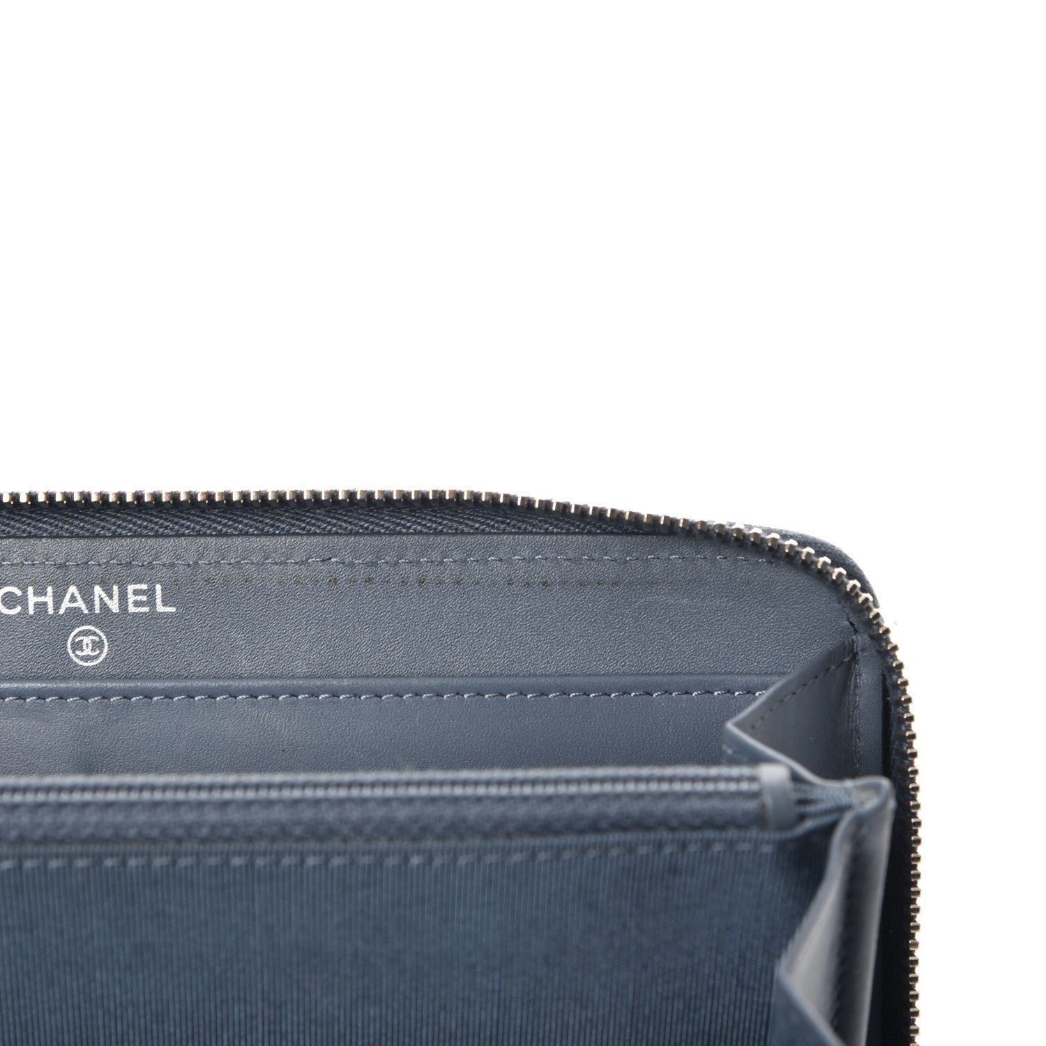 Chanel Caviar Quilted Large Gusset Zip Around Wallet Blue 10 of 10