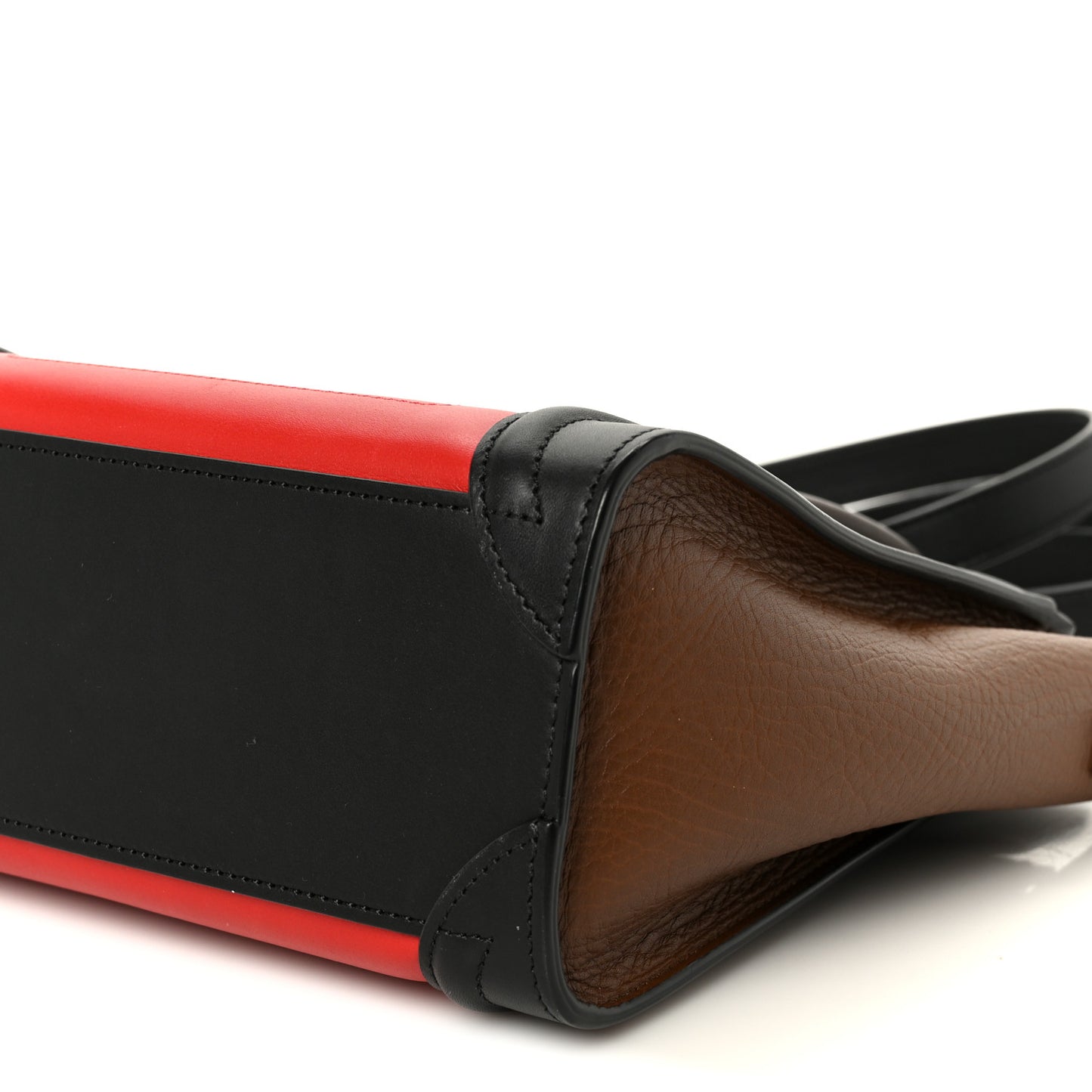 Smooth Calfskin Bullhide Nano Tri-Color Luggage Bright Red