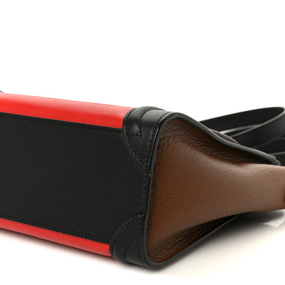 Celine Smooth Calfskin Bullhide Nano Tri-Color Luggage Bright Red 10 of 10