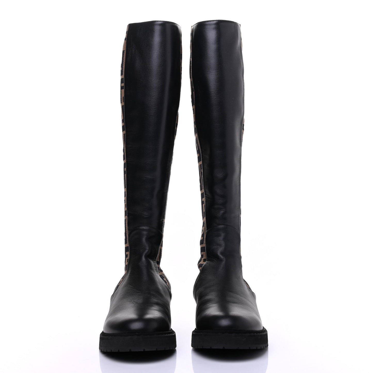 Nappa Microfiber Fabric FF Rockoko Tall Boots 39 Black Tobacco