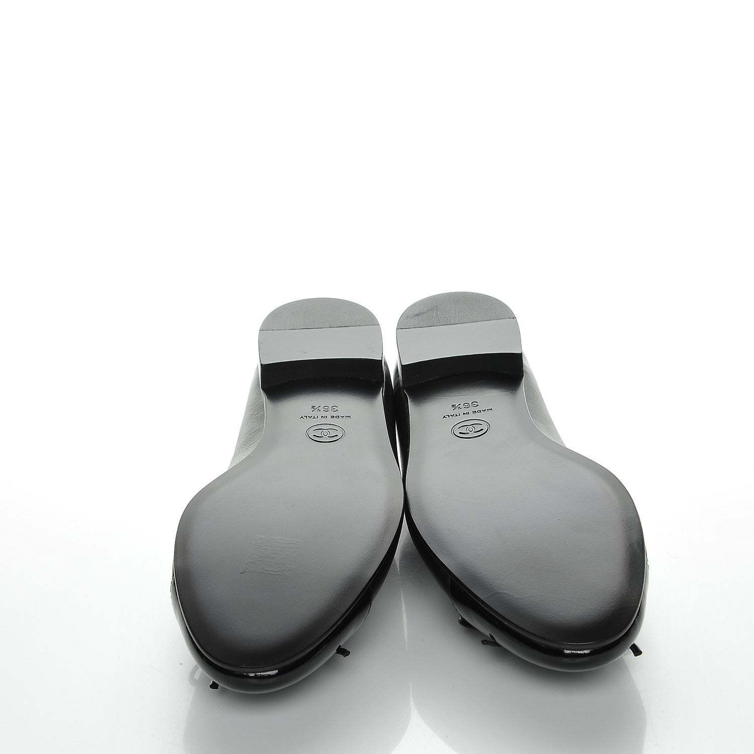 Chanel Lambskin Patent Cap Toe Ballerina Flats 36.5 Black 5 of 9
