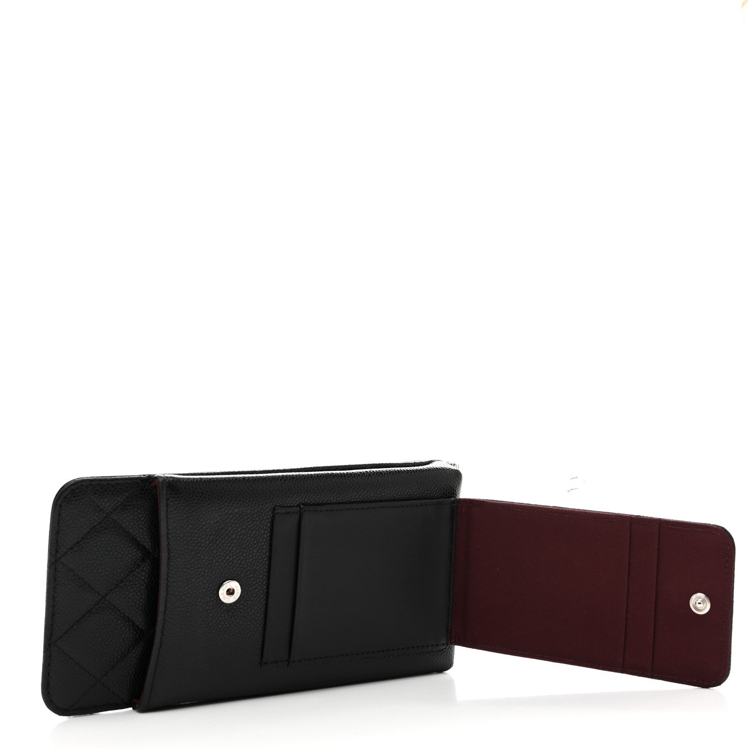 Chanel Caviar Quilted Zip Phone Case Black 1785938 – FASHIONPHILE