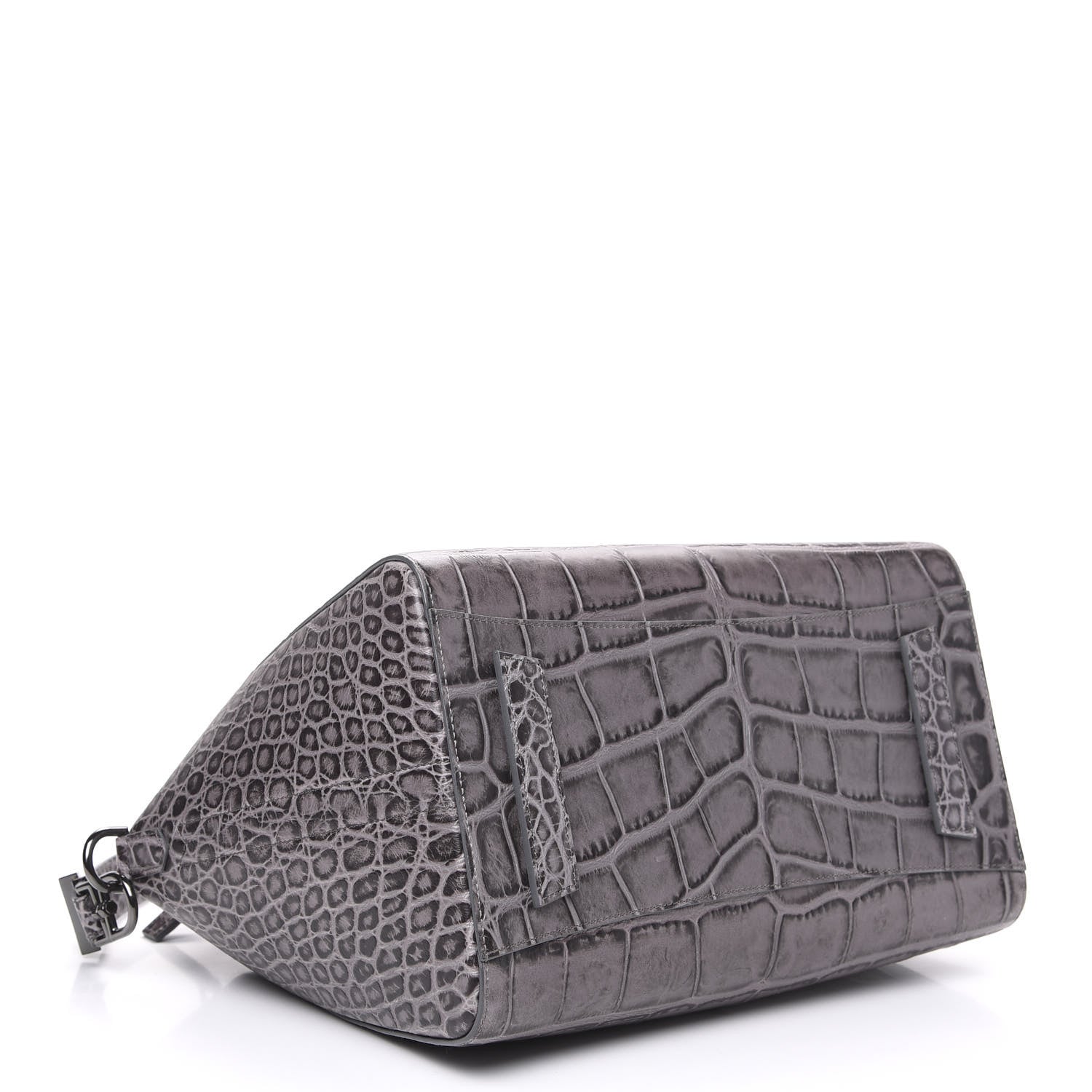 Givenchy Calfskin Crocodile Embossed 3D Stud Medium Antigona Storm Grey 3 of 10