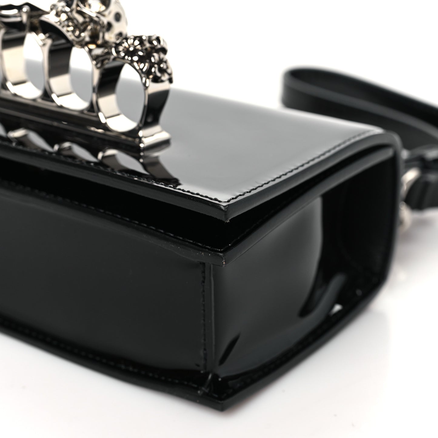 Patent Jeweled Satchel Black