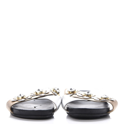 Fendi Metallic Nappa Crystal Flowerland Crisscross Slide Sandals 40 Argento Bronze Gold 3 of 10
