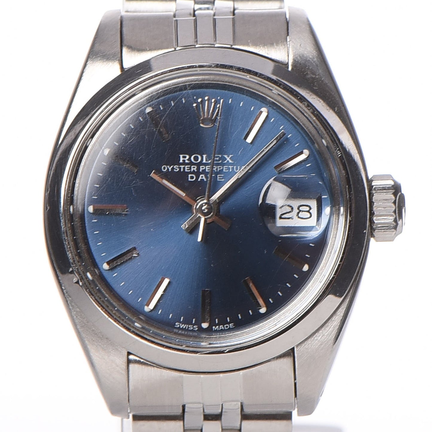 Stainless Steel 26mm Oyster Perpetual Date Watch Blue 69160