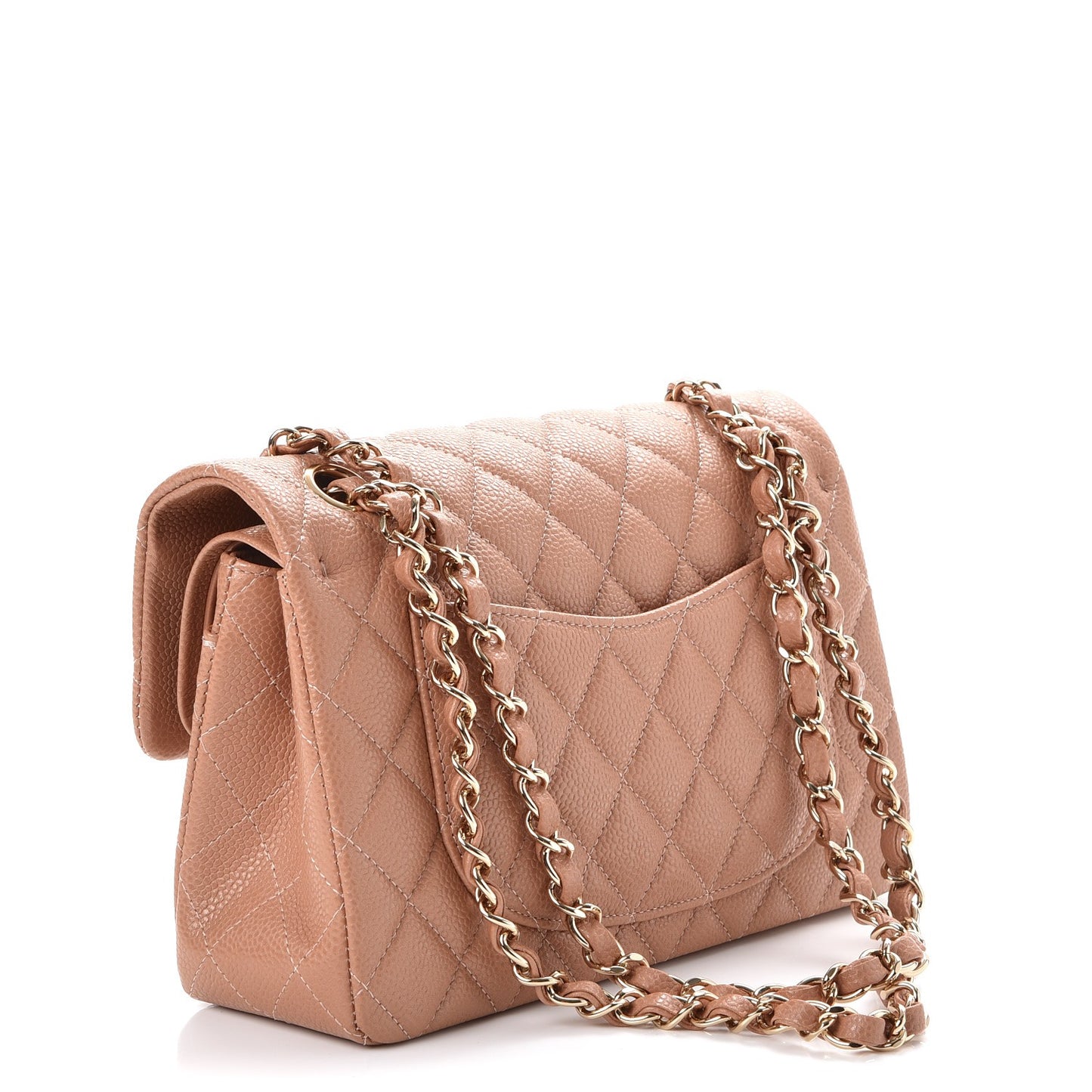 Caviar Quilted Small Double Flap Dark Beige