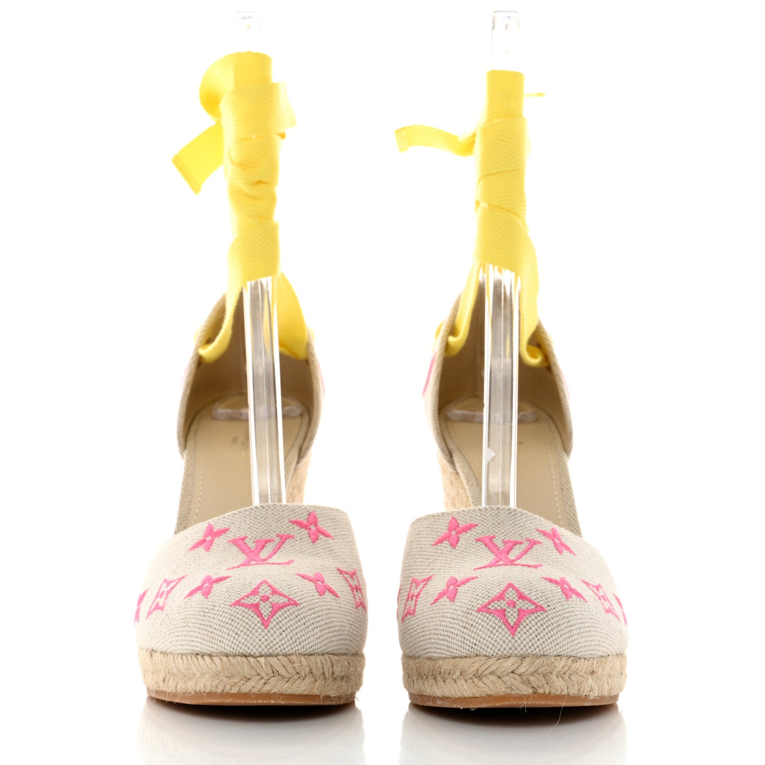 Louis Vuitton Canvas Monogram Starboard Wedge Espadrilles 38.5 Rose Pop 2 of 8