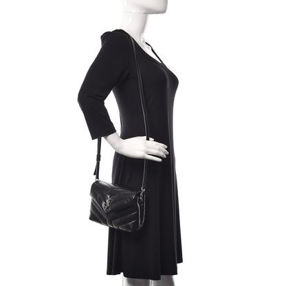 Saint Laurent Calfskin Y Quilted Monogram Toy Loulou Crossbody Bag Black 2 of 10