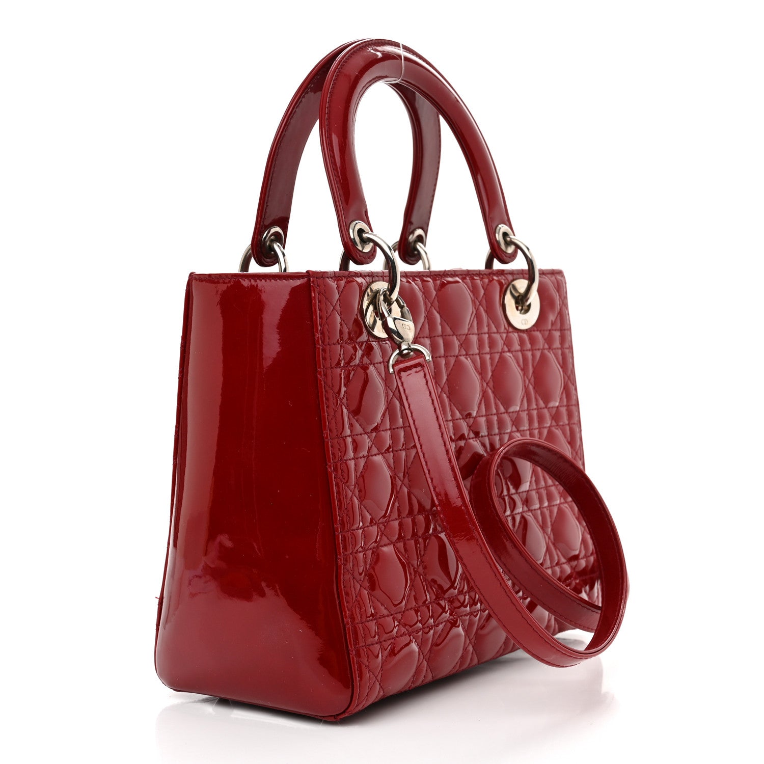 Christian Dior Patent Cannage Medium Lady Dior Red 3 of 12