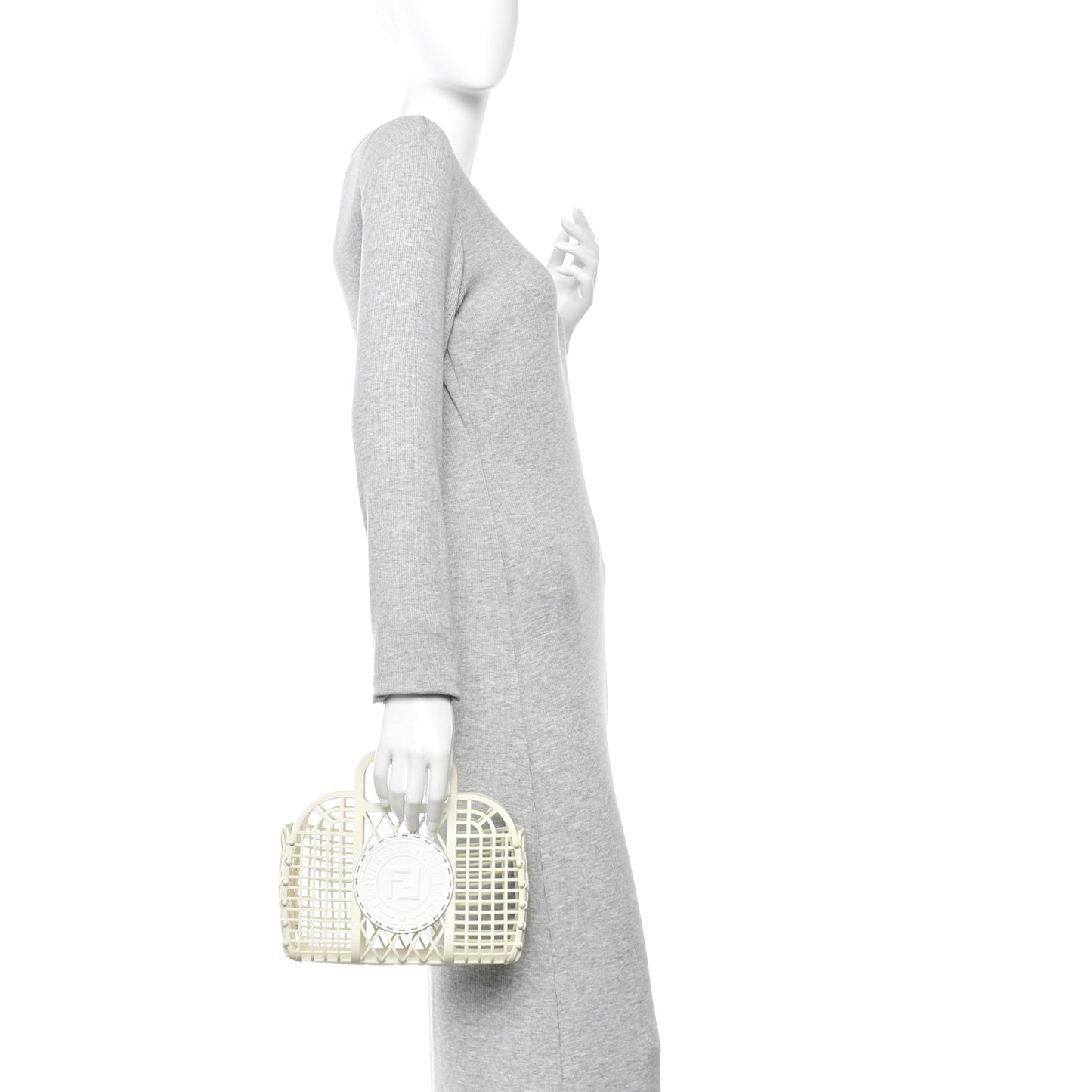 Recycled Plastic Vitello Liberty Matte Small Fendi Basket White Ice