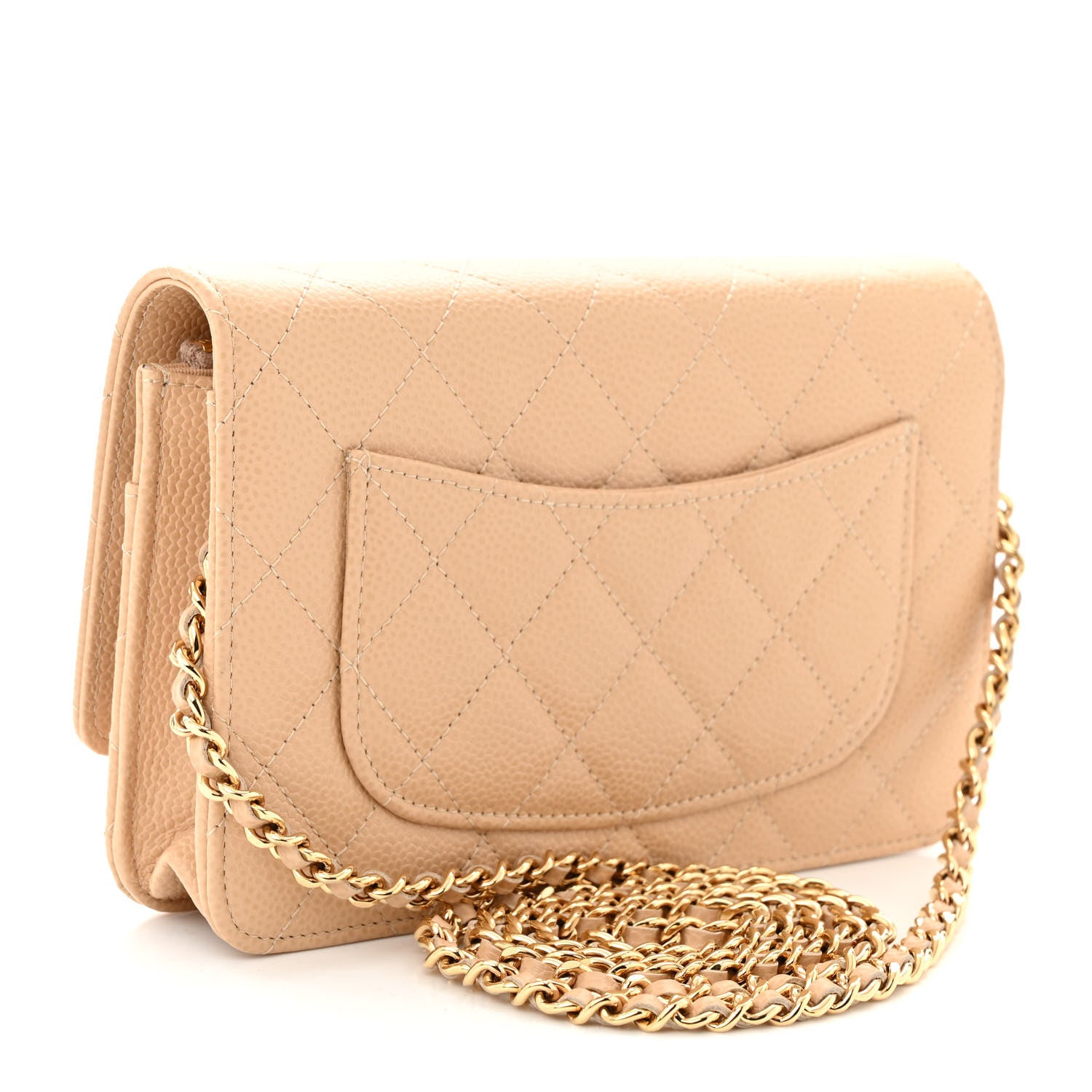 Chanel Caviar Quilted Wallet on Chain WOC Beige 3 of 12
