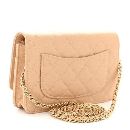 Chanel Caviar Quilted Wallet on Chain WOC Beige 3 of 12