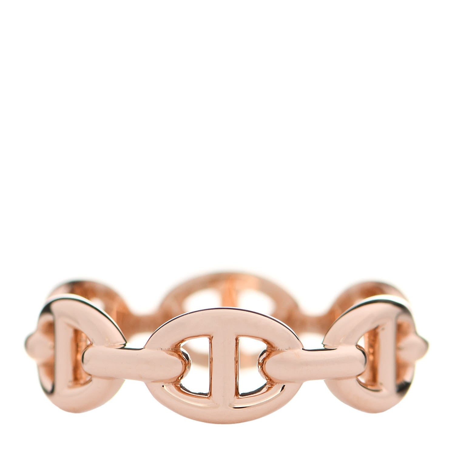 Hermes 18K Rose Gold PM Chaine D'Ancre Enchainee Ring 51 5.75 1 of 7