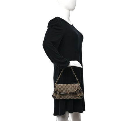 Gucci Monogram Horsebit Clutch Dark Brown 2 of 9
