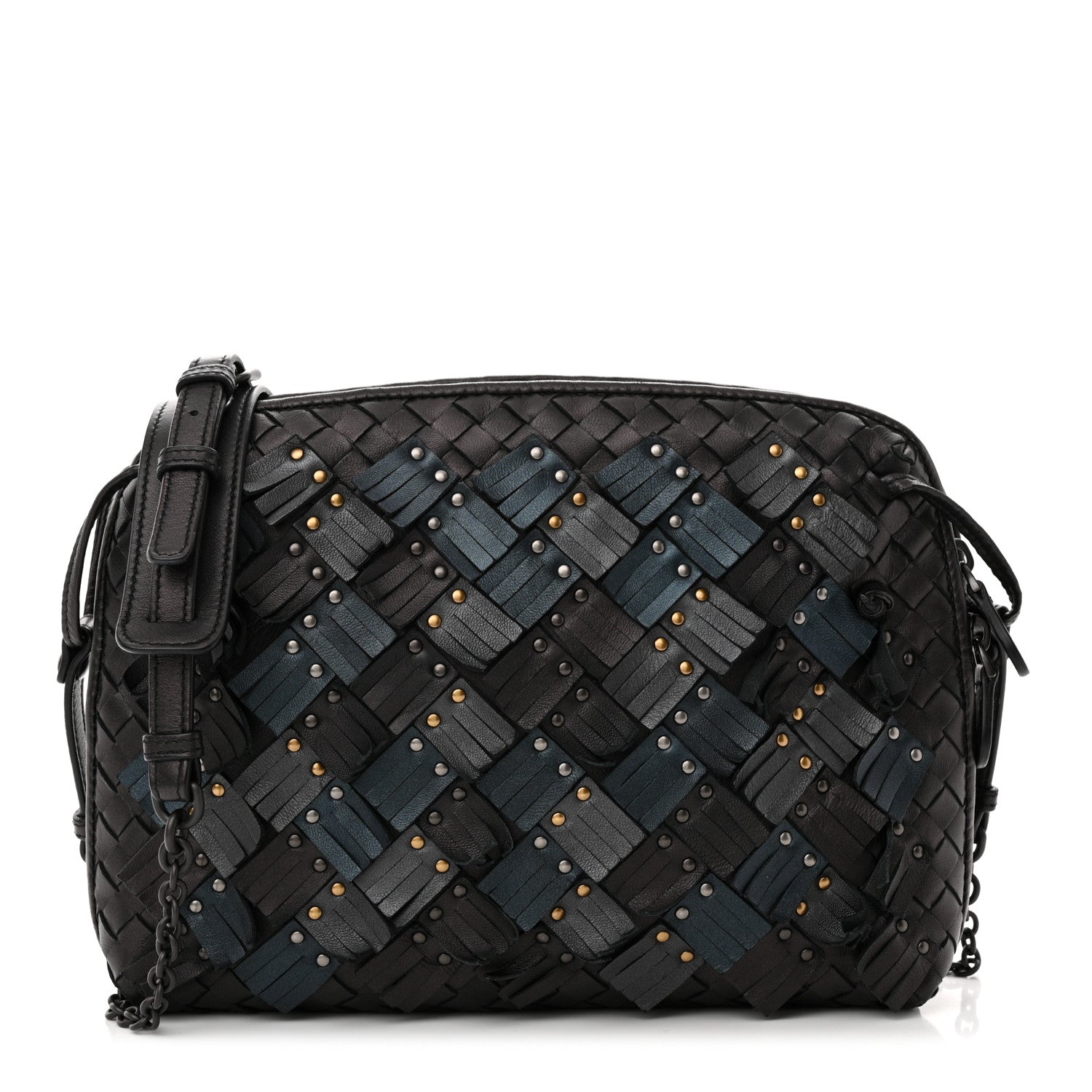 Bottega Veneta BOTTEGA VENETA Nappa Intrecciato Fringe Studded Nodini Crossbody Messenger Multicolor 1 of 12