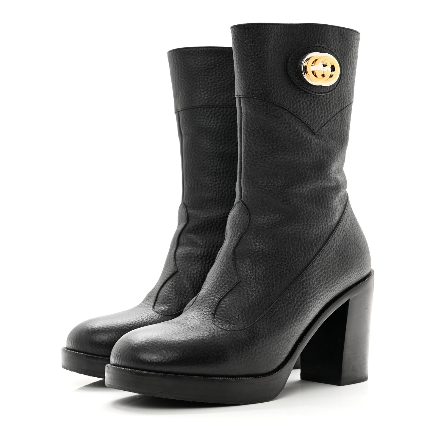 Austin Calfskin Interlocking G Ankle Boots 36.5 Black