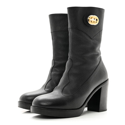 Gucci Austin Calfskin Interlocking G Ankle Boots 36.5 Black 3 of 8