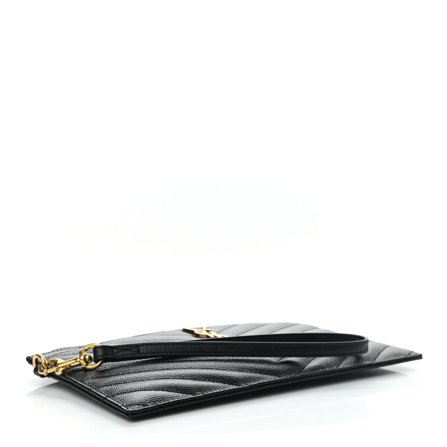 Grain De Poudre Chevron Monogram Large Bill Pouch Black