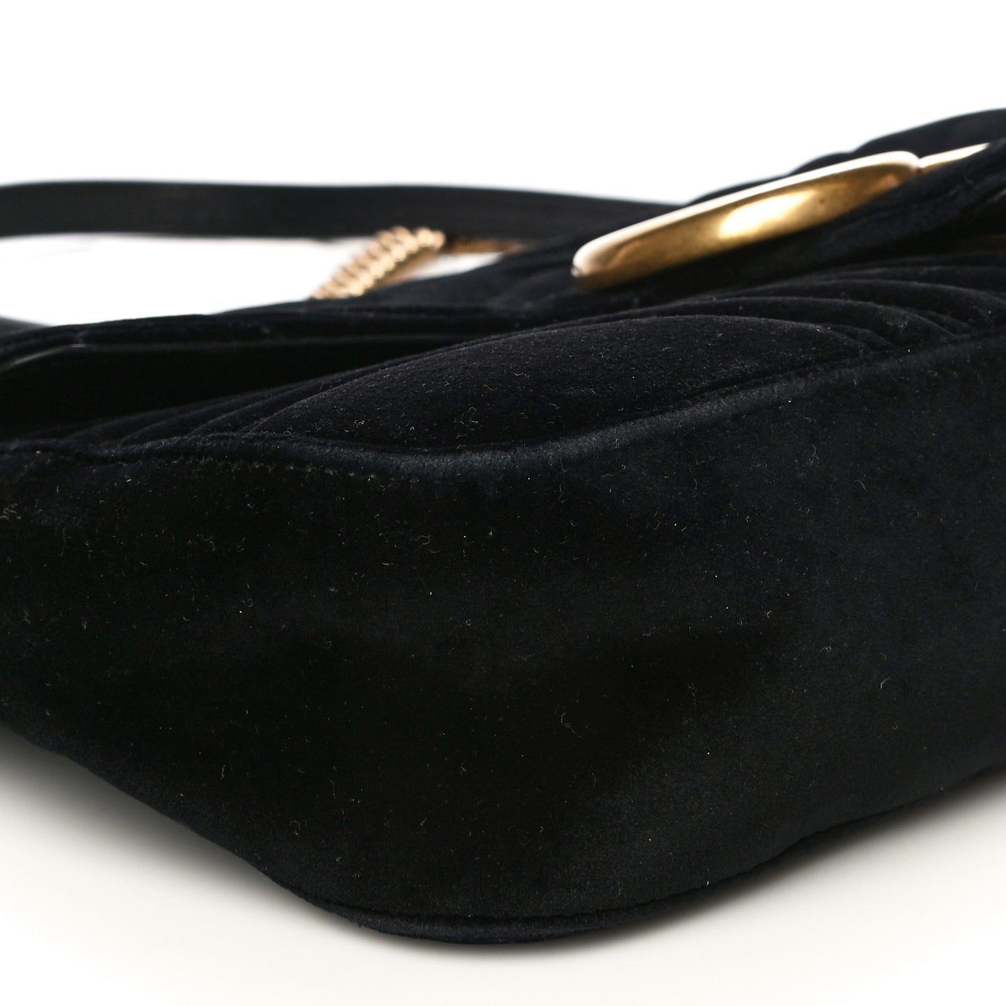 Velvet Matelasse Medium GG Marmont Shoulder Bag Black
