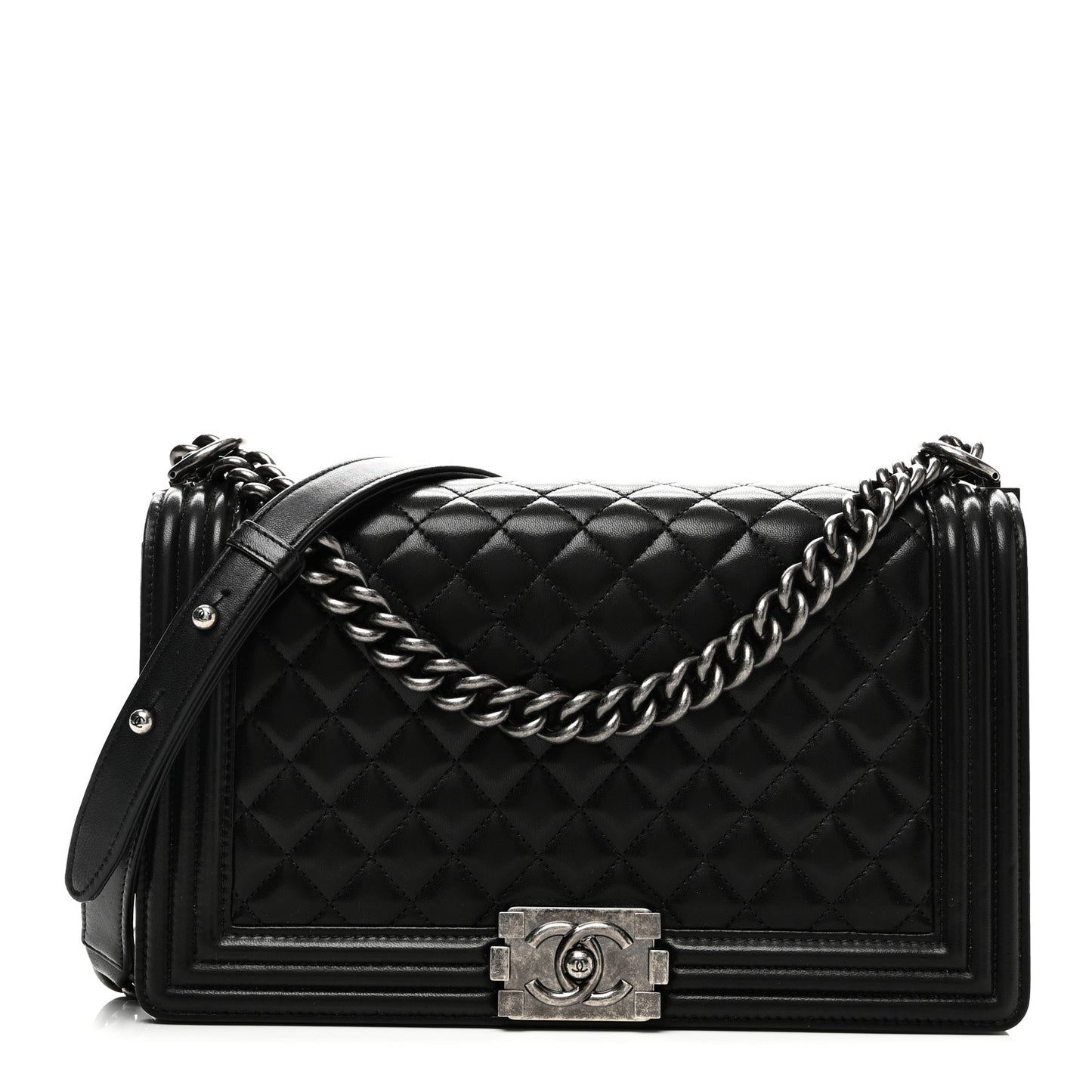 Lambskin Quilted New Medium Boy Flap Black