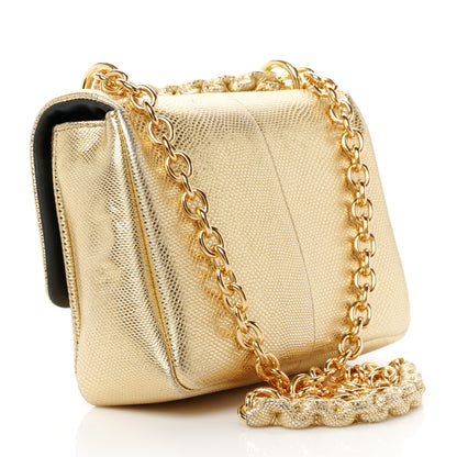 Tom Ford Metallic Lizard Calfskin Embossed Medium Natalia Chain Bag Gold 3 of 9