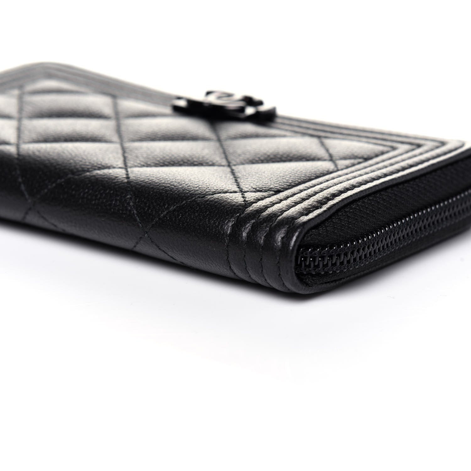 Chanel Caviar Quilted Small Boy Zip Around Wallet So Black 7 of 12