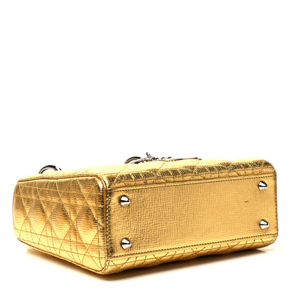 Christian Dior Metallic Grained Calfskin Cannage Small Lucky Badges My Lady Dior Gold 4 of 10