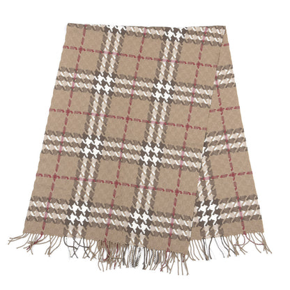 Burberry Merino Wool Cashmere Check Scarf Beige 2 of 3