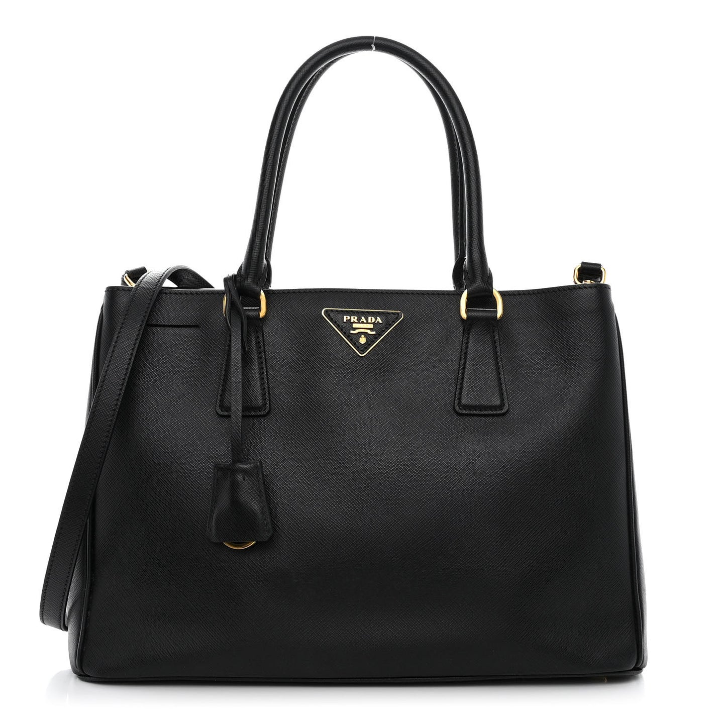 Saffiano Medium Galleria Double Zip Tote Black