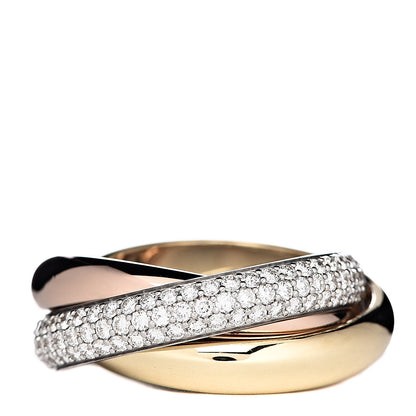 Cartier 18K White Yellow Pink Gold Diamond Classic Trinity Paved Ring 53 6.25 1 of 4