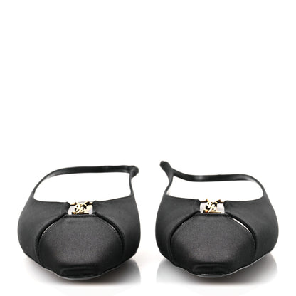 Saint Laurent Satin Crepe Babylone Slingback Flats 39 Black 3 of 12