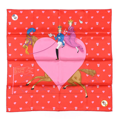 Hermes Silk Tea Time Scarf 70 Rouge Rose White 1 of 5