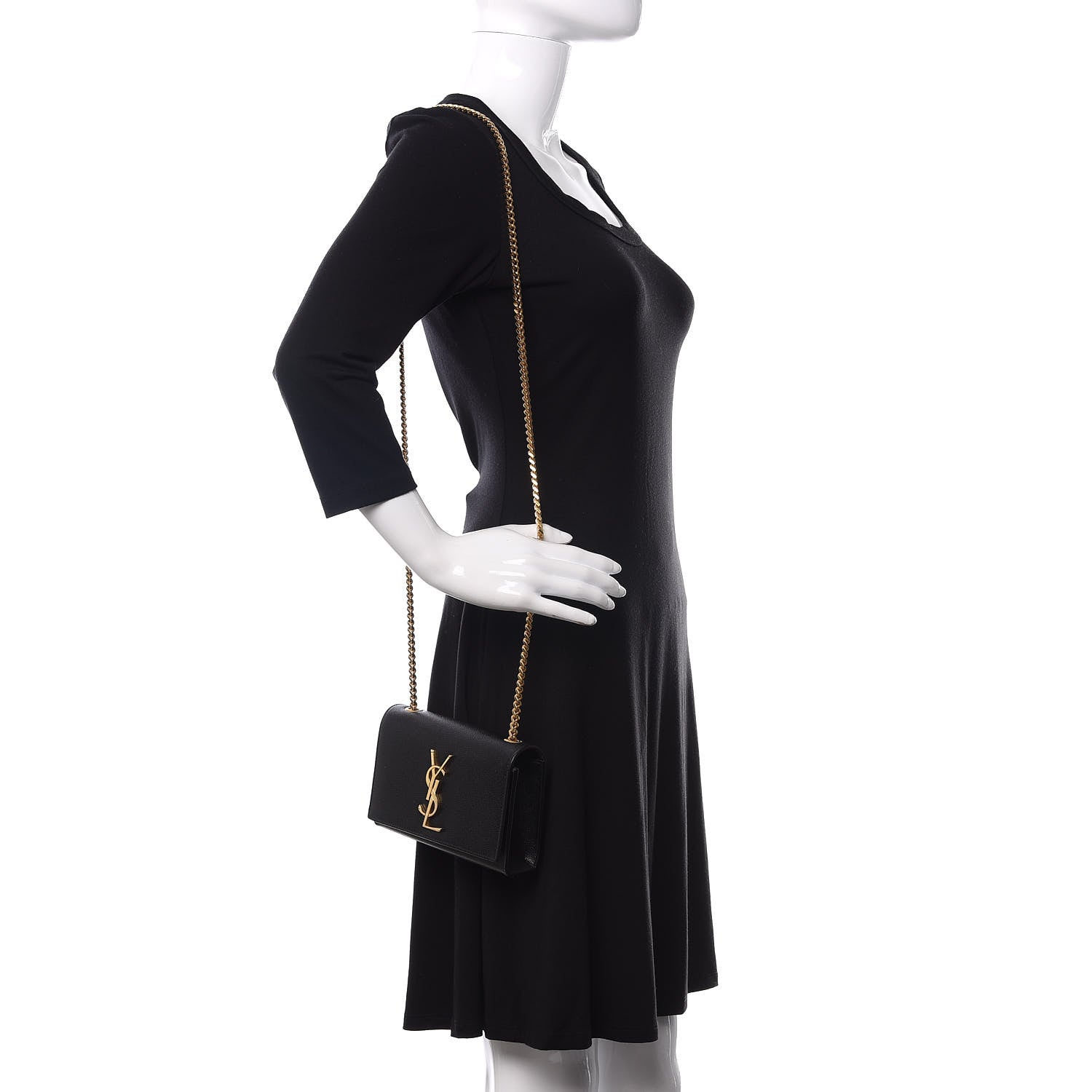 Saint Laurent Grain De Poudre Small Monogram Kate Satchel Black 2 of 10