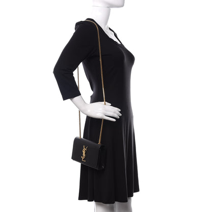 Saint Laurent Grain De Poudre Small Monogram Kate Satchel Black 2 of 10