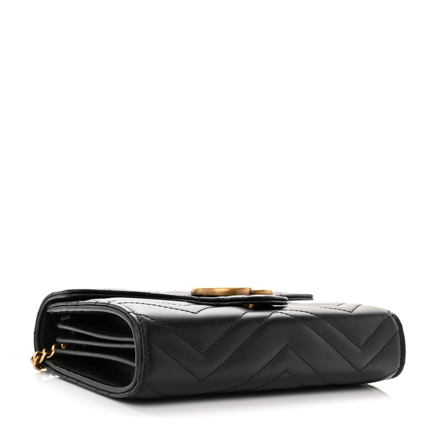 Calfskin Matelasse GG Marmont Chain Wallet Black