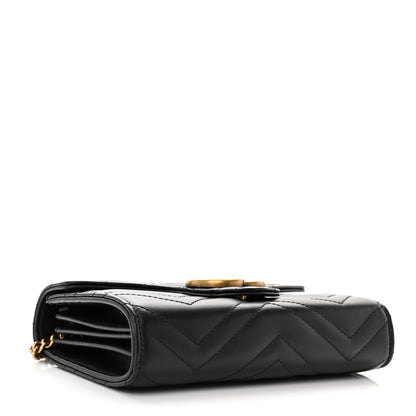 Gucci Calfskin Matelasse GG Marmont Chain Wallet Black 4 of 13