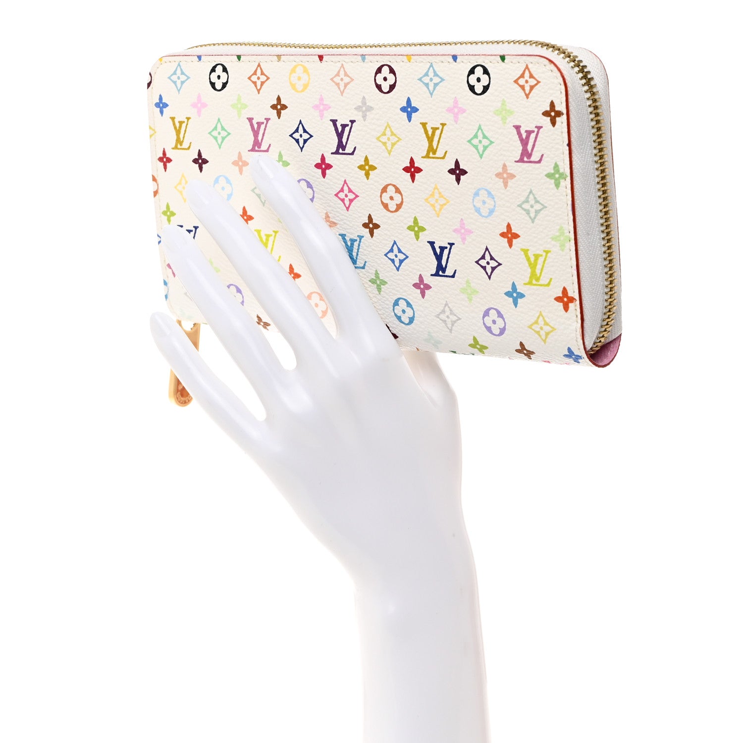 Louis Vuitton LOUIS VUITTON Monogram Multicolor Zippy Wallet White Litchi 2 of 7