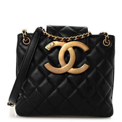 Chanel Lambskin Quilted Giant CC Shoulder Bag Black 1 of 12